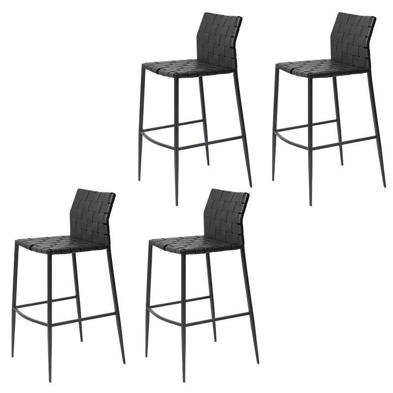 Faux Leather Bar Stools Low Back Dining Stools with Metal Base