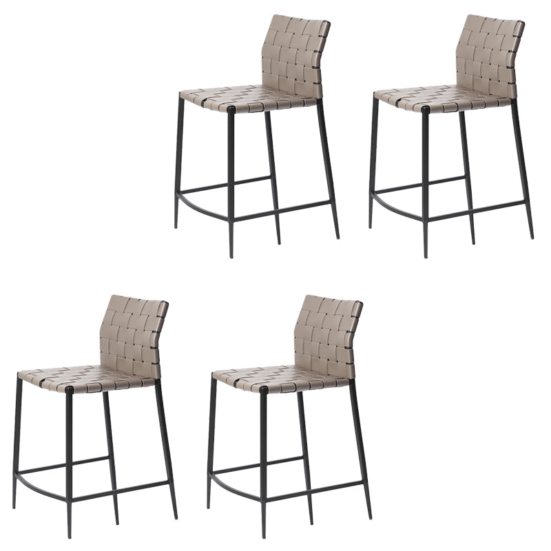 Faux Leather Bar Stools Low Back Dining Stools with Metal Base