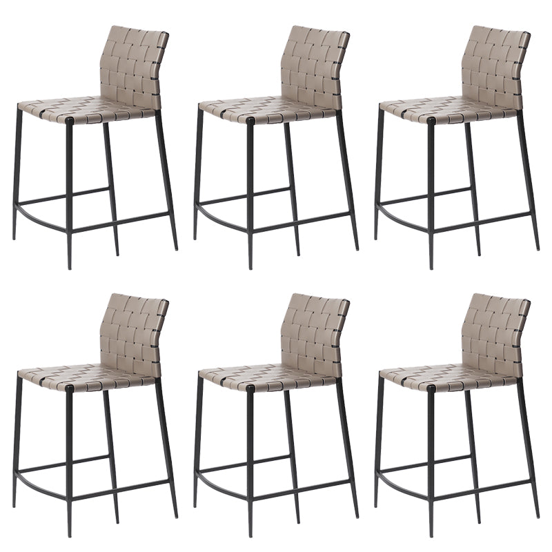 Faux Leather Bar Stools Low Back Dining Stools with Metal Base