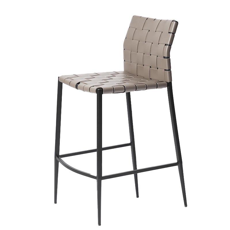 Faux Leather Bar Stools Low Back Dining Stools with Metal Base