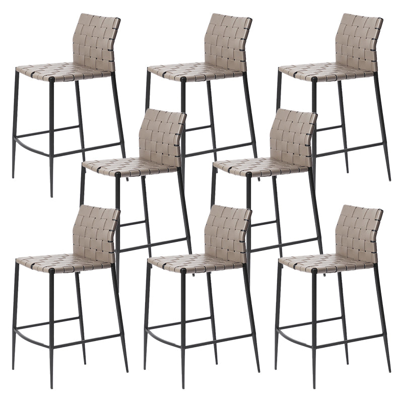 Faux Leather Bar Stools Low Back Dining Stools with Metal Base