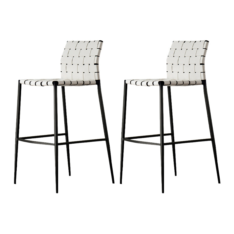 Faux Leather Bar Stools Low Back Dining Stools with Metal Base