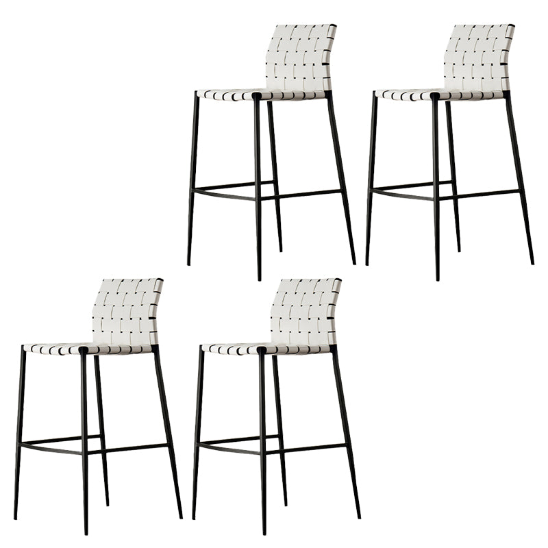 Faux Leather Bar Stools Low Back Dining Stools with Metal Base