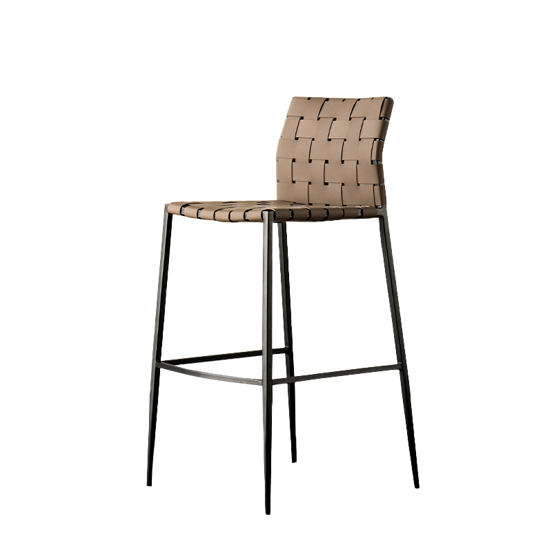 Faux Leather Bar Stools Low Back Dining Stools with Metal Base