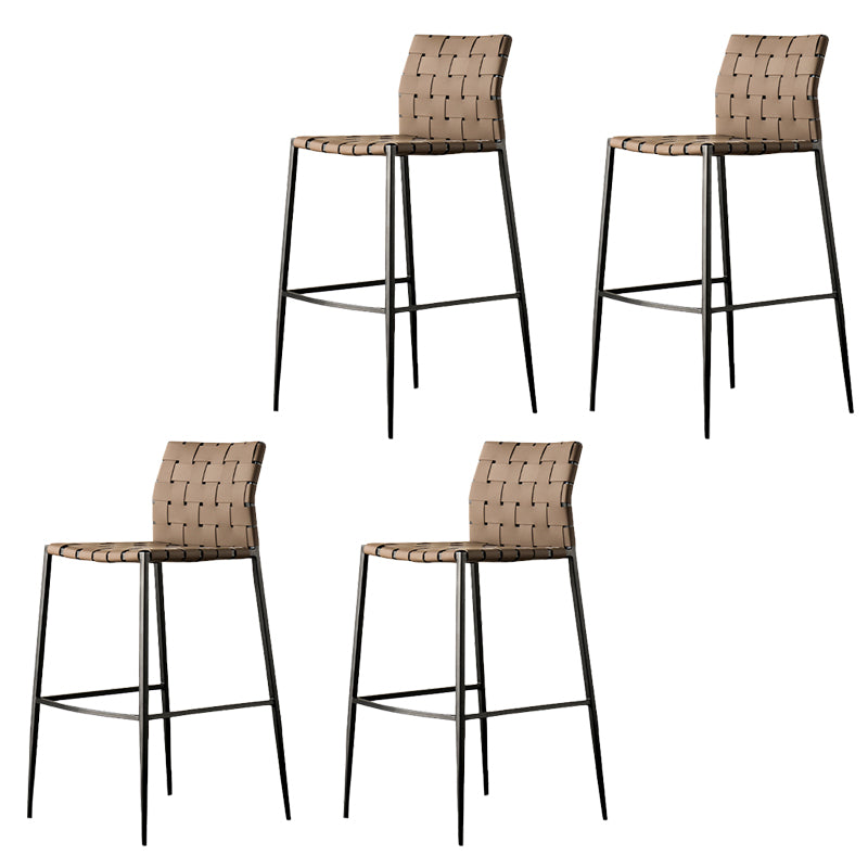 Faux Leather Bar Stools Low Back Dining Stools with Metal Base