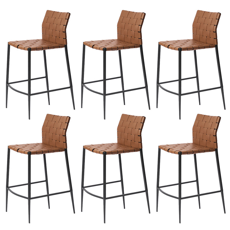 Faux Leather Bar Stools Low Back Dining Stools with Metal Base