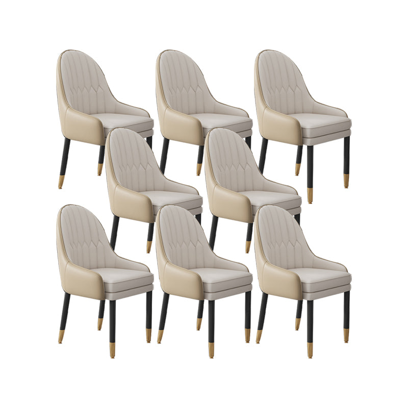 Faux Leather Dining Chairs Modern Parsons Arm Chair with Wood Legs