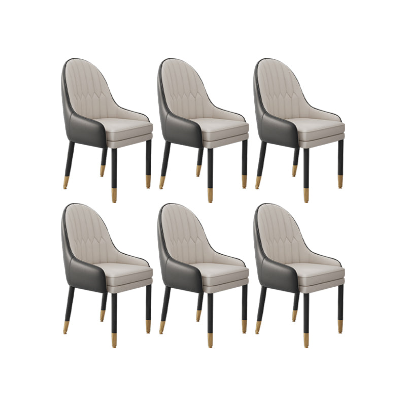 Faux Leather Dining Chairs Modern Parsons Arm Chair with Wood Legs