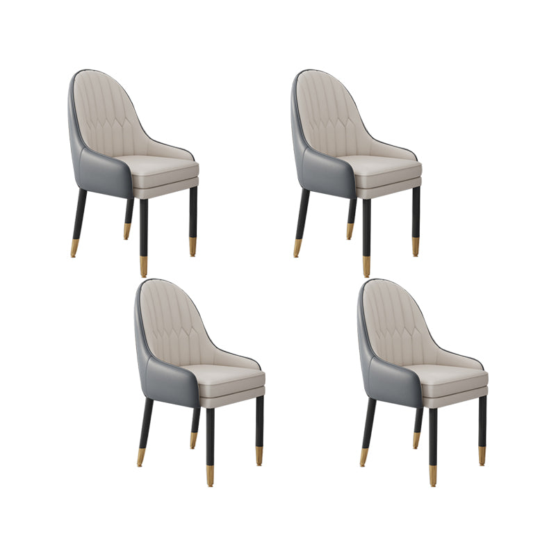 Faux Leather Dining Chairs Modern Parsons Arm Chair with Wood Legs