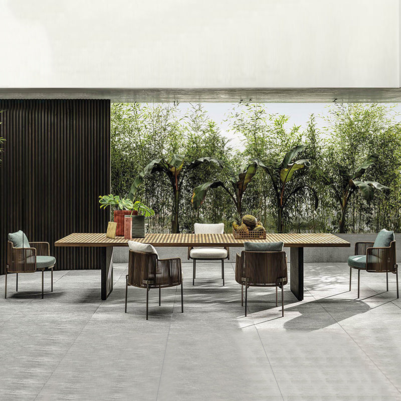 Boho Style 1/6/9 Pcs Patio Dining Table Set Wood Dining Table Set