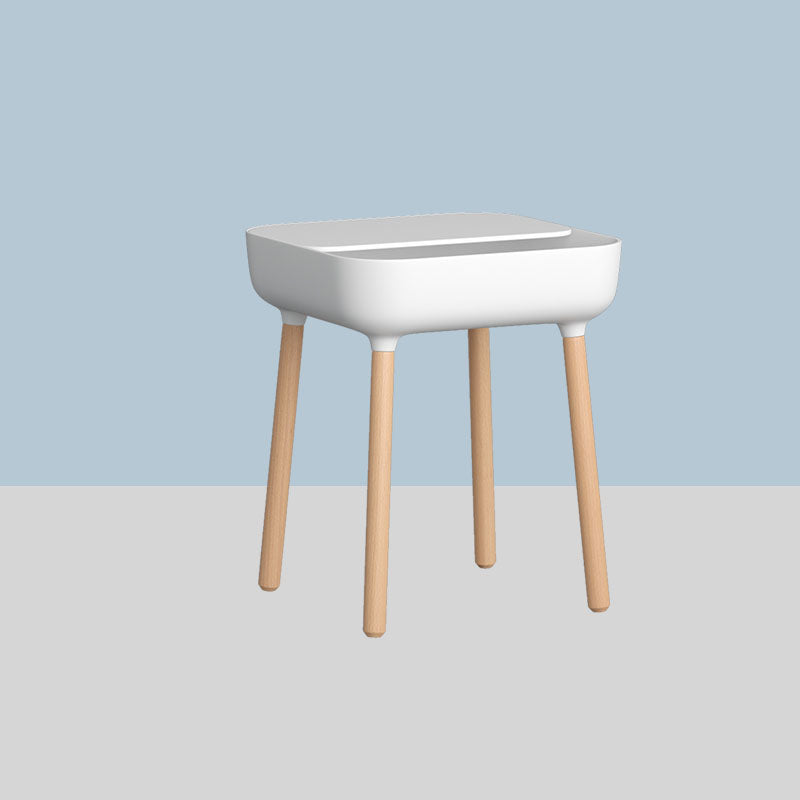 Square Accent Side Table Solid Wood 4 Legs Side End Snack Table with Shelf