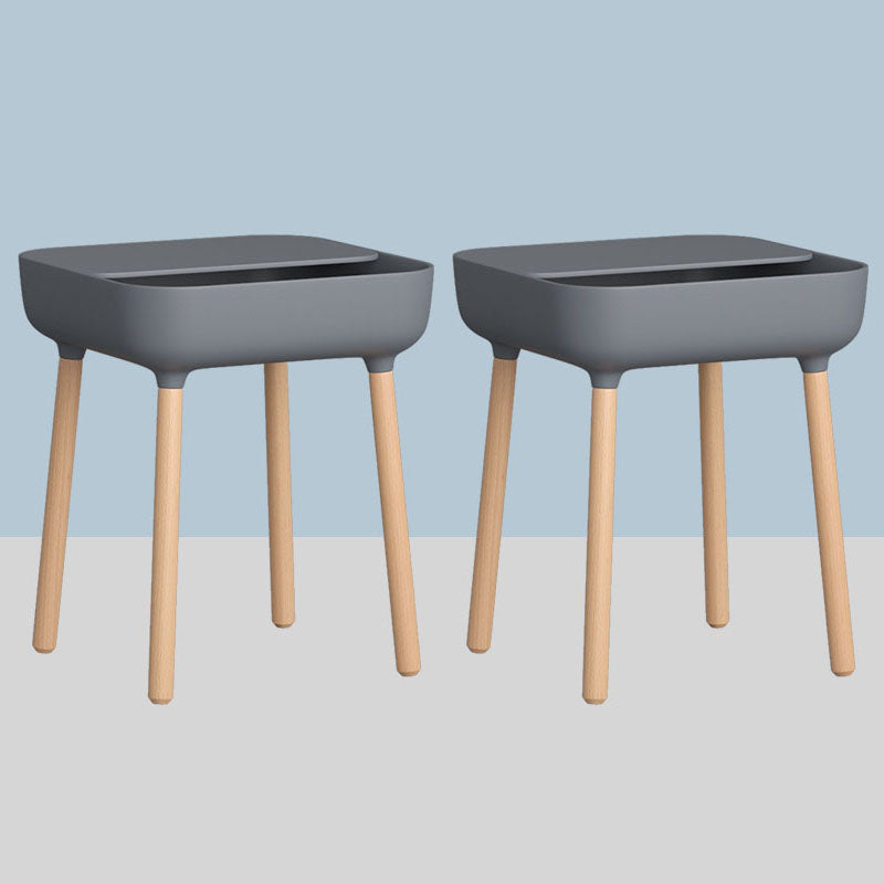 Square Accent Side Table Solid Wood 4 Legs Side End Snack Table with Shelf