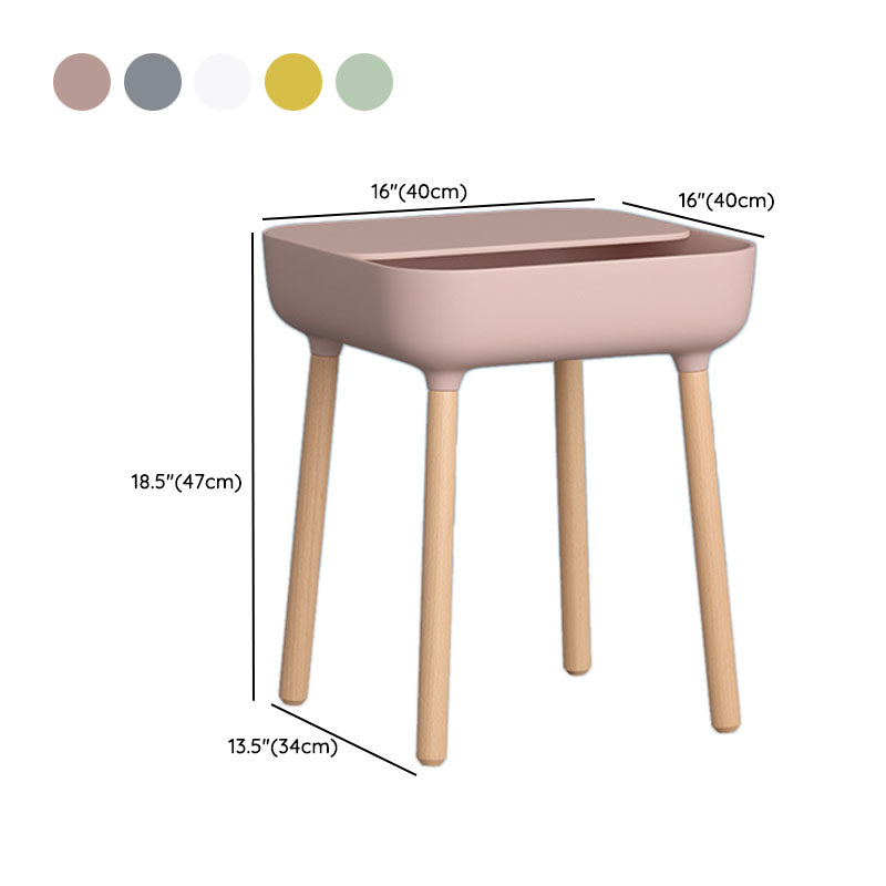 Square Accent Side Table Solid Wood 4 Legs Side End Snack Table with Shelf