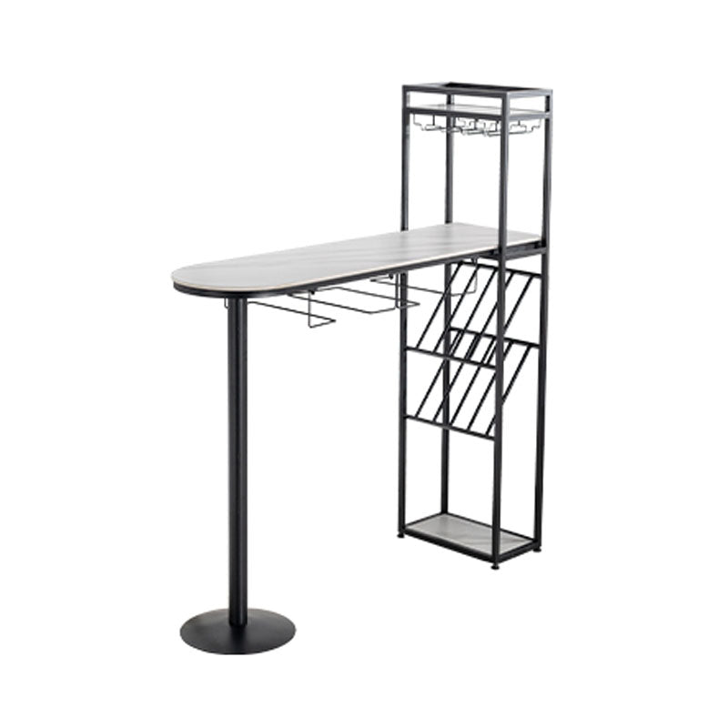 Modern Pub Table with Storage Base Specialty Stone Top Bar Table