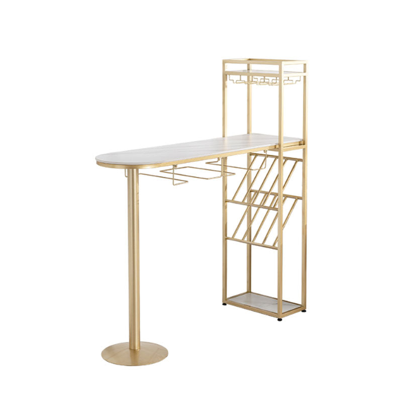 Modern Pub Table with Storage Base Specialty Stone Top Bar Table