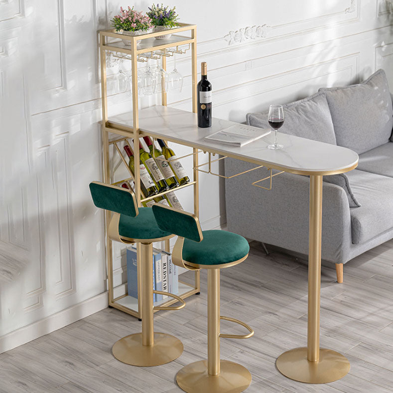 Modern Pub Table with Storage Base Specialty Stone Top Bar Table