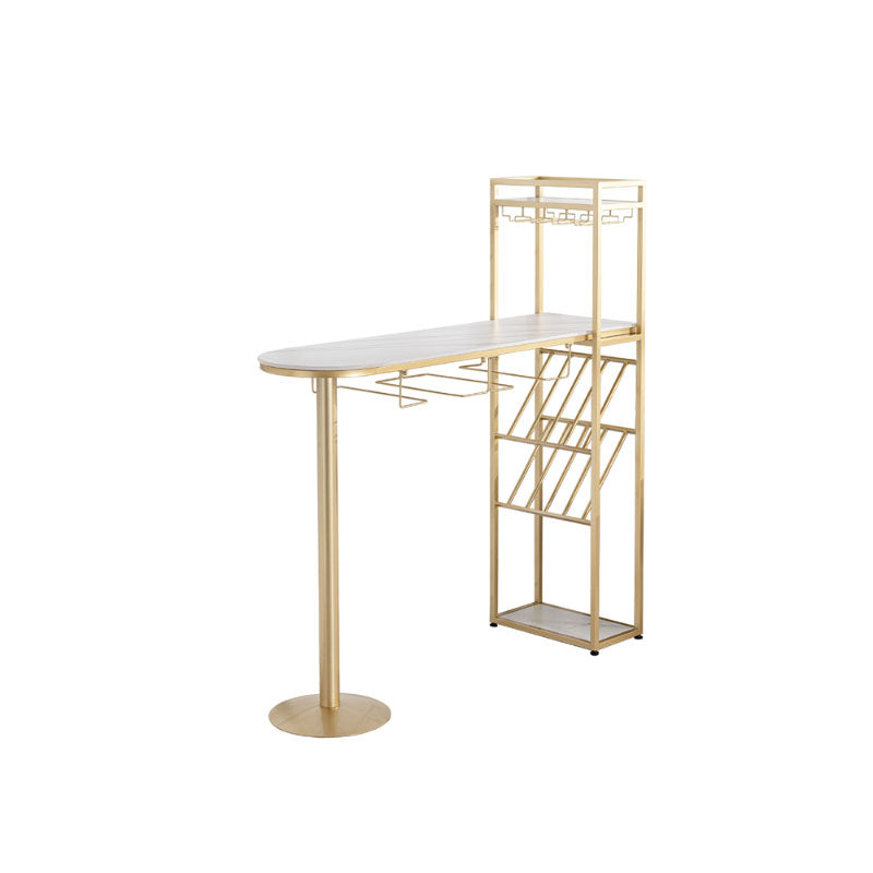 Modern Pub Table with Storage Base Specialty Stone Top Bar Table