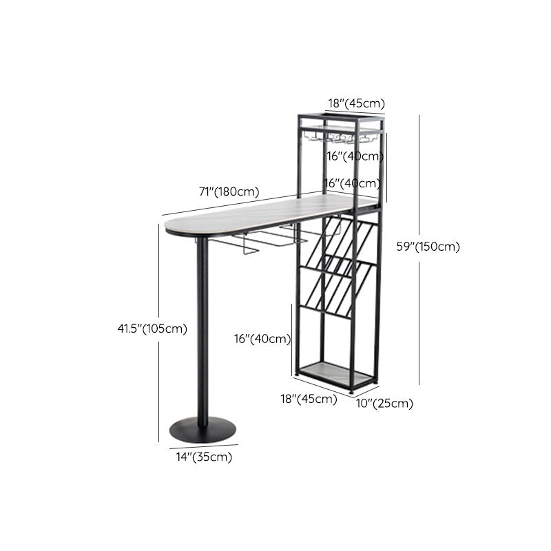 Modern Pub Table with Storage Base Specialty Stone Top Bar Table