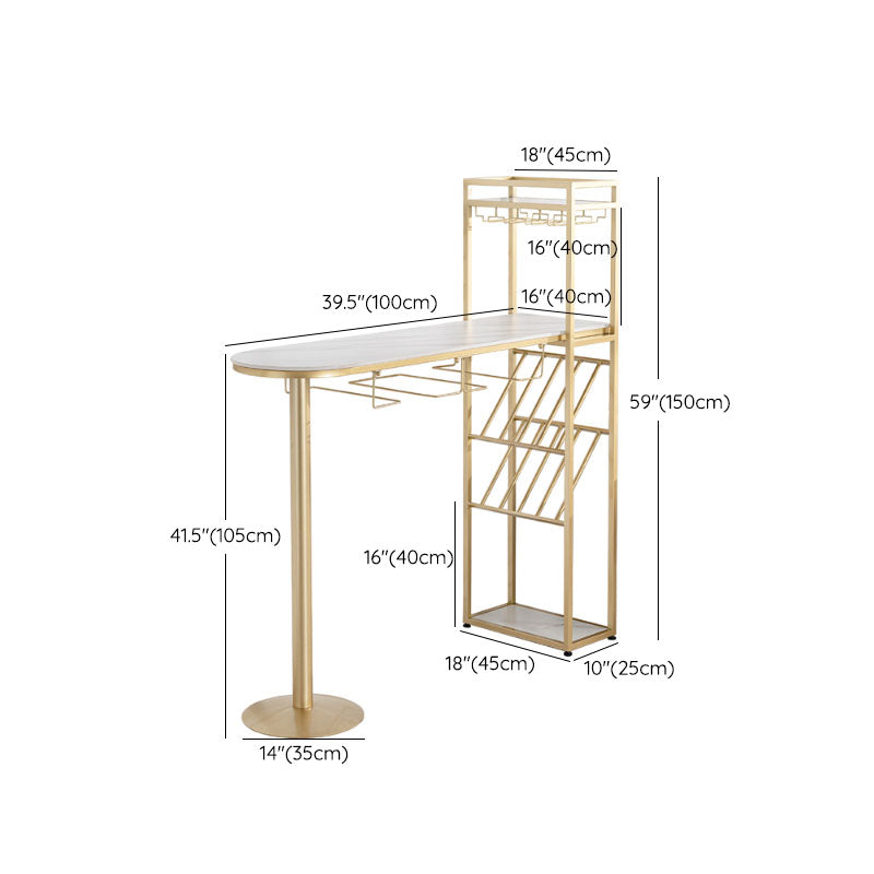 Modern Pub Table with Storage Base Specialty Stone Top Bar Table