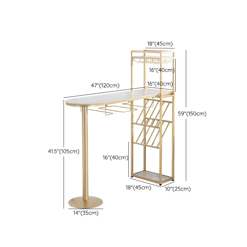 Modern Pub Table with Storage Base Specialty Stone Top Bar Table