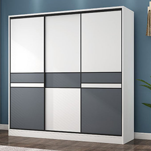 White Wood Frame Wardrobe Freestanding Wardrobe Armoire with Shelves