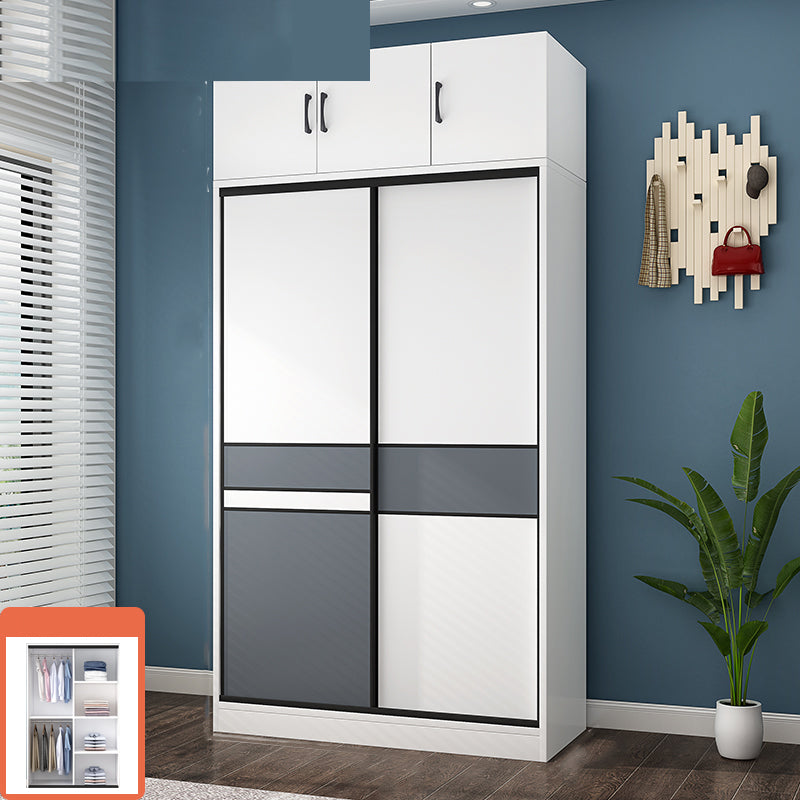 White Wood Frame Wardrobe Freestanding Wardrobe Armoire with Shelves