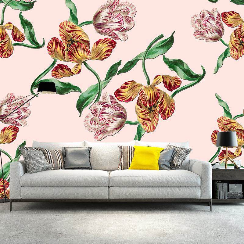 Illustration Plant Decoration Mural Stain Resistant Living Room Wall Mural