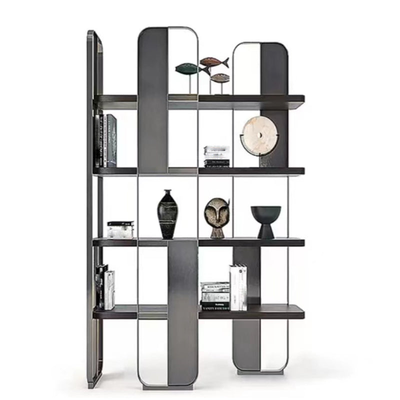 Contemporary Metal Bookshelf Standard Open Back Bookcase with Shelves