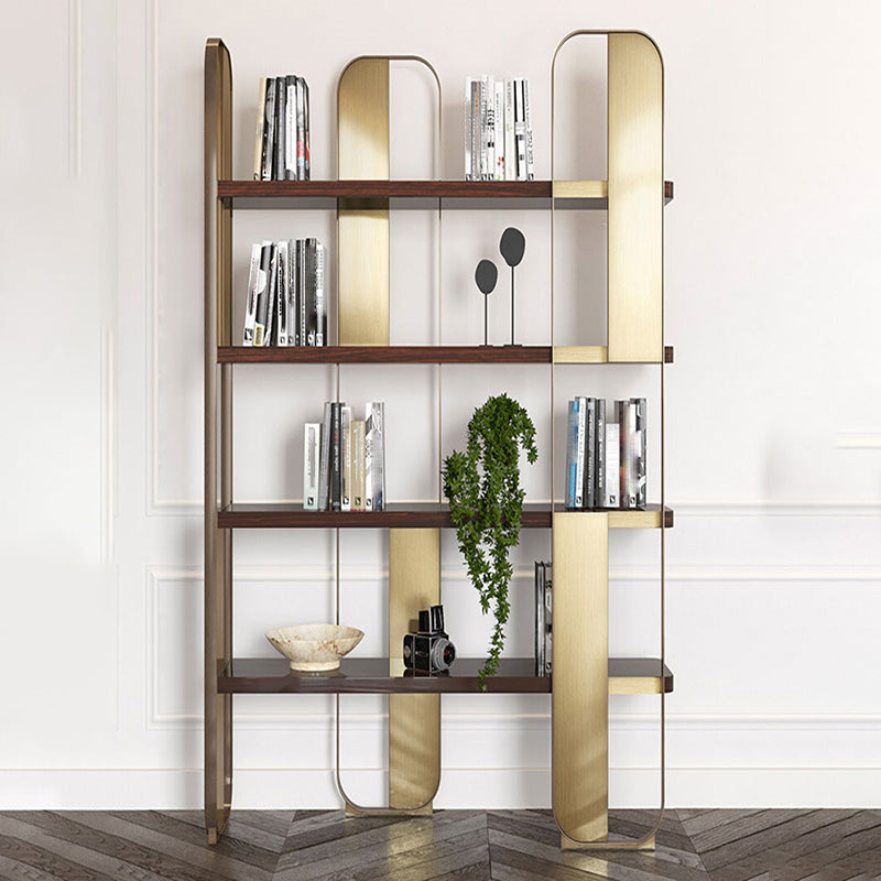 Contemporary Metal Bookshelf Standard Open Back Bookcase with Shelves