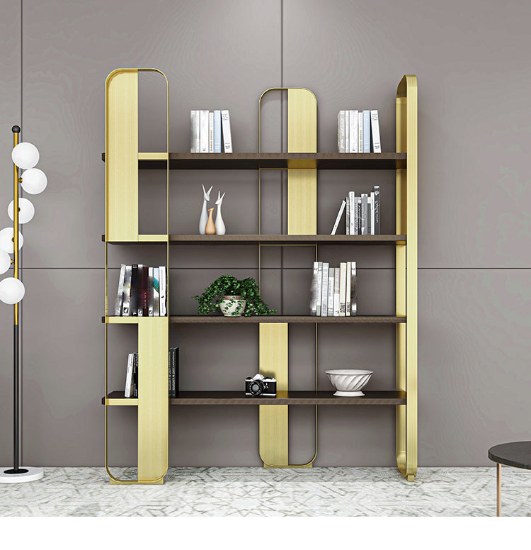 Contemporary Metal Bookshelf Standard Open Back Bookcase with Shelves