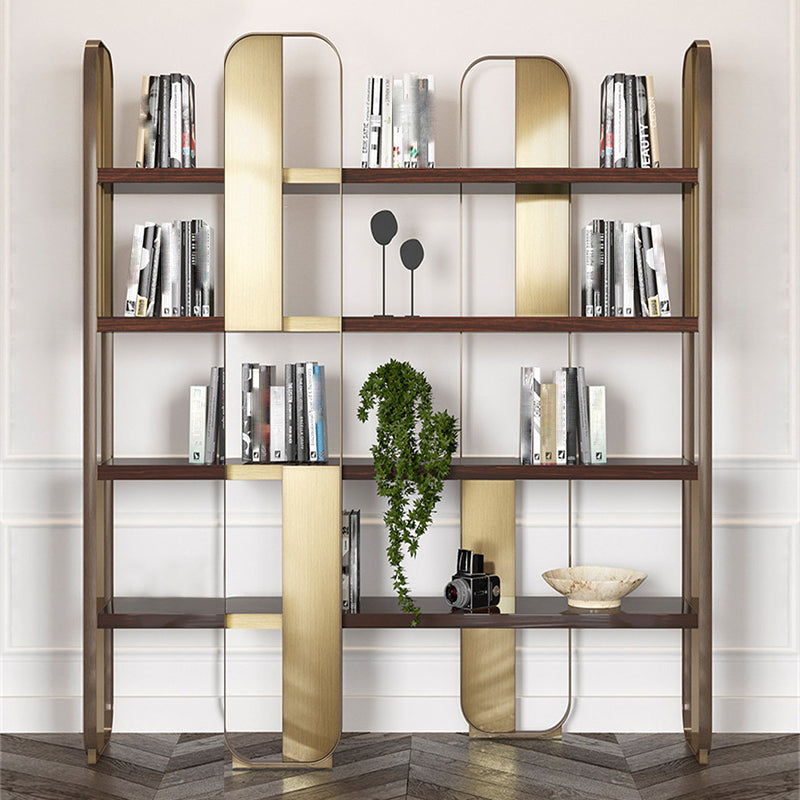 Contemporary Metal Bookshelf Standard Open Back Bookcase with Shelves