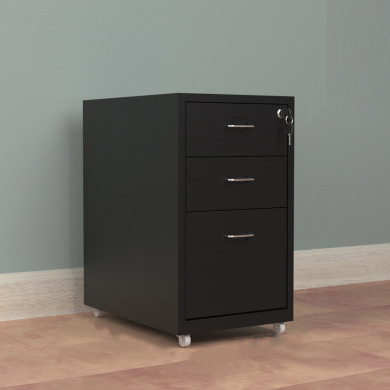 Contemporary File Cabinet Metal Frame Key Lock Lateral File Cabinet