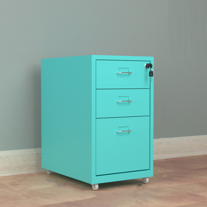 Contemporary File Cabinet Metal Frame Key Lock Lateral File Cabinet