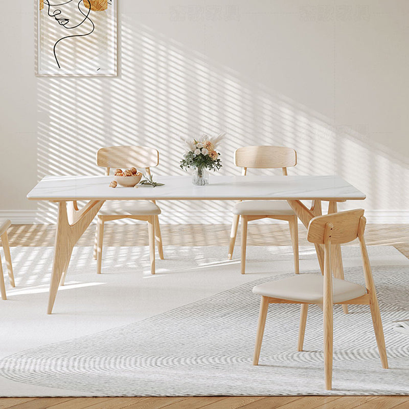 Modern Dining Table Set 1/4/7 Pieces with Wood Base Kitchen Furniture Set