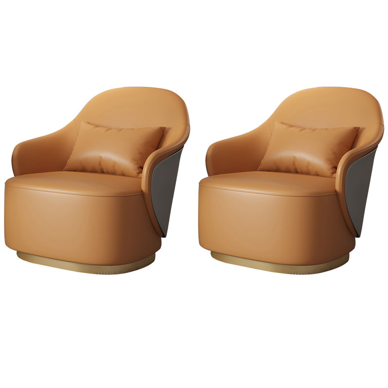 Modern 25.6" Wide Pillow Back Chair Leather Sloped Arm Chair