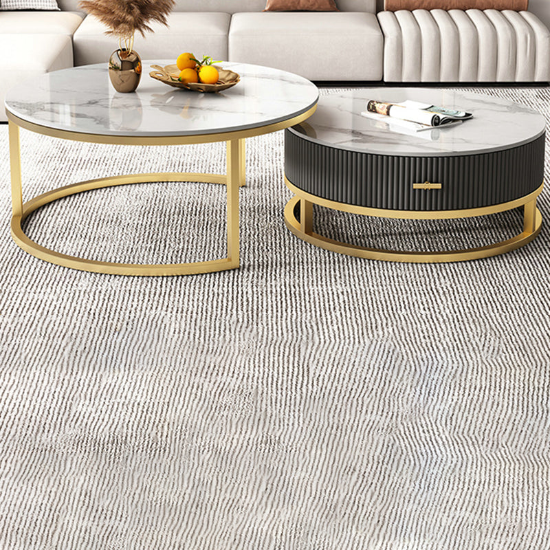 Slate Top Coffee Table Set Frame Cocktail Table with Drawers