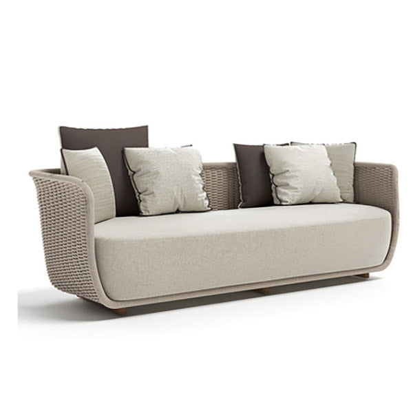 Tropical Wicker Patio Sofa Water Resistant and UV Resistant Outdoor Patio Sofa