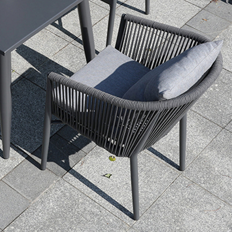Industrial with Arm Dining Armchair Metal Patio Dining Side Chair