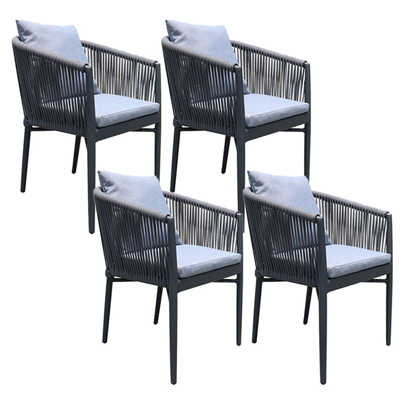 Industrial with Arm Dining Armchair Metal Patio Dining Side Chair