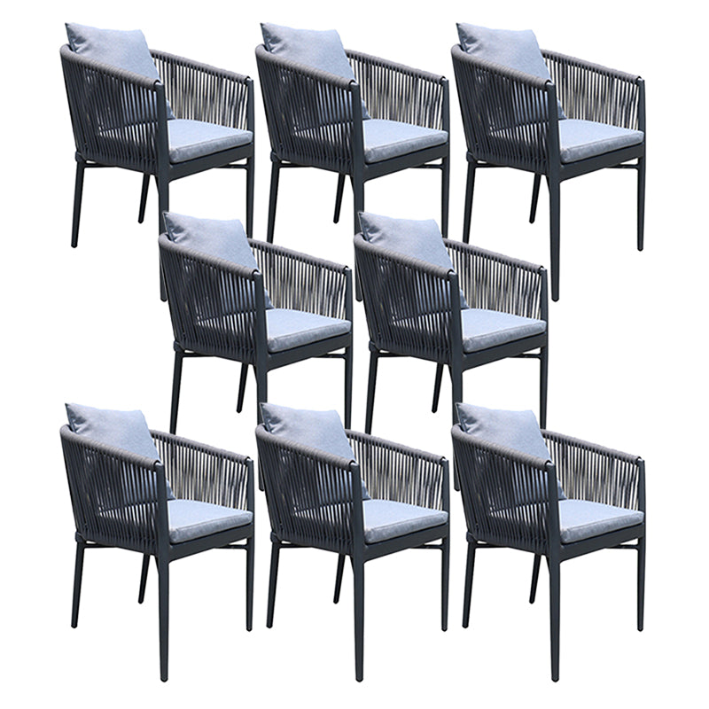Industrial with Arm Dining Armchair Metal Patio Dining Side Chair