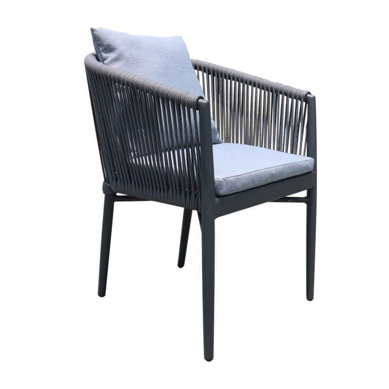 Industrial with Arm Dining Armchair Metal Patio Dining Side Chair