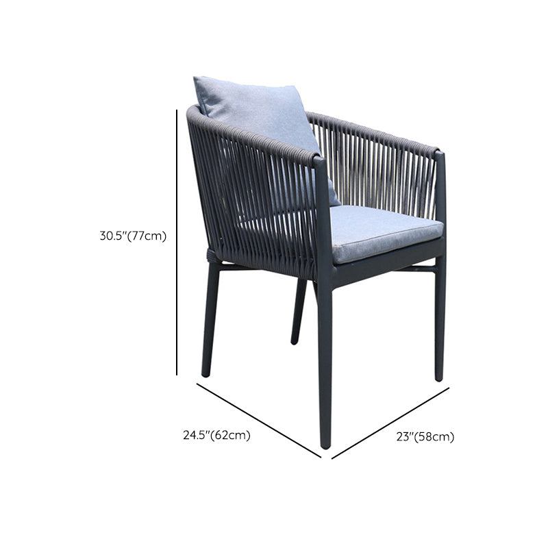 Industrial with Arm Dining Armchair Metal Patio Dining Side Chair