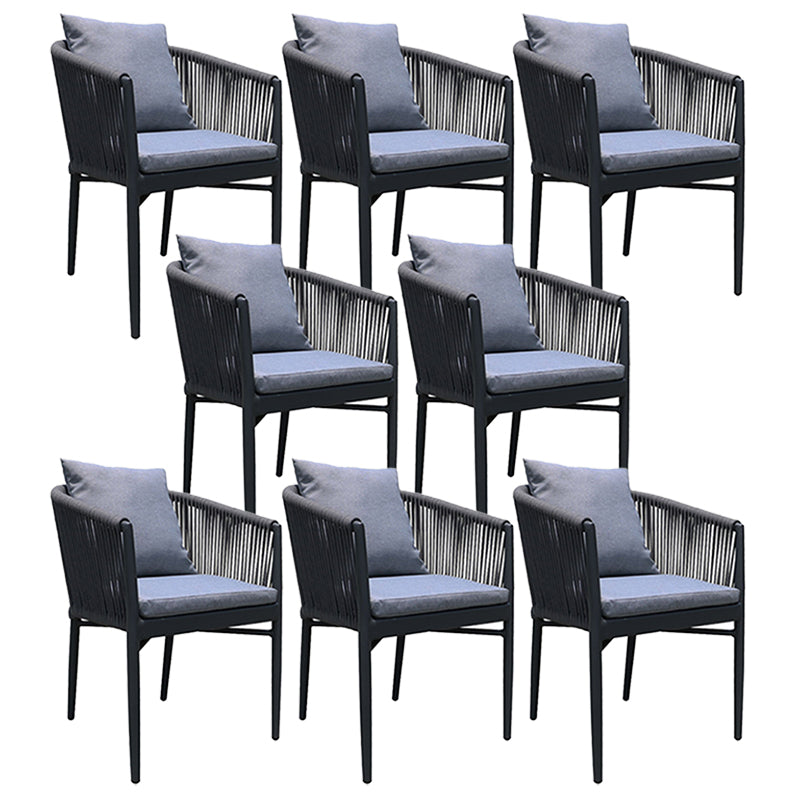 Industrial Black Outdoor Bistro Chairs Metal Patio Dining Armchair