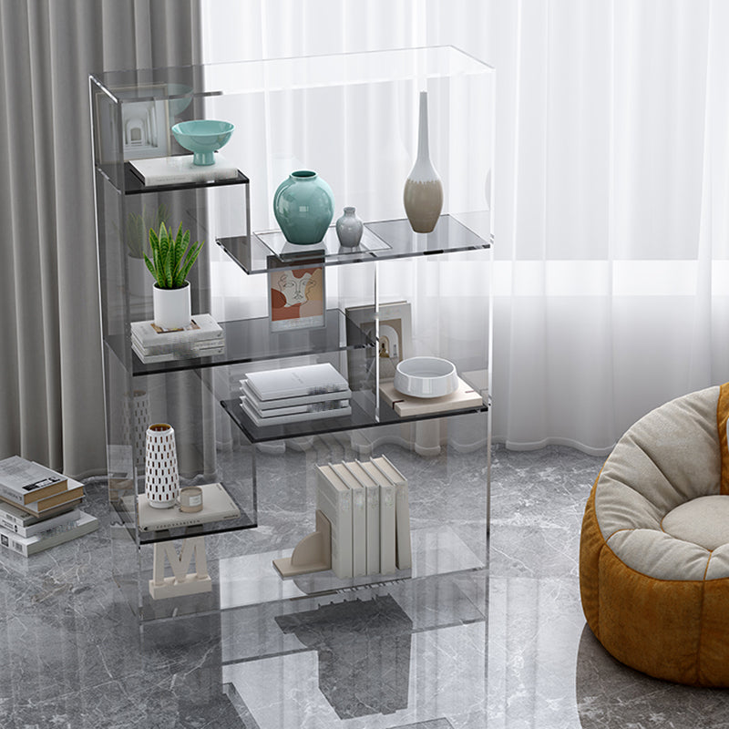 Contemporary Closed Back Bookshelf Standard Acrylic Bookcase with Shelves