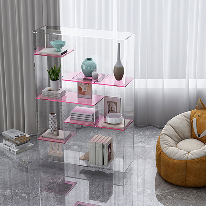 Contemporary Closed Back Bookshelf Standard Acrylic Bookcase with Shelves