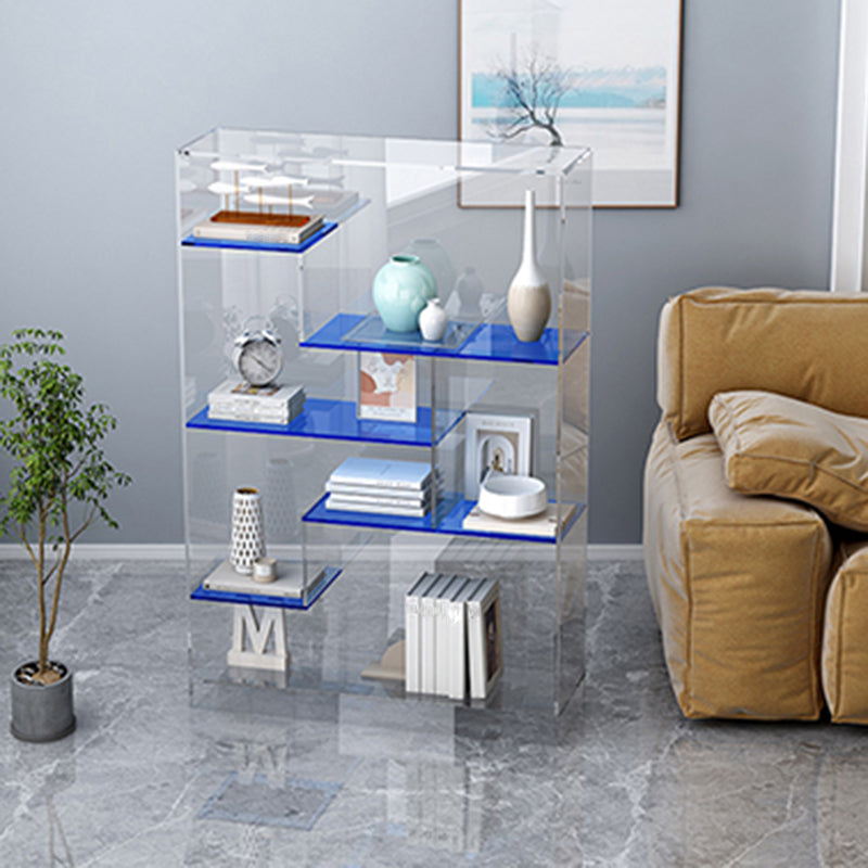 Contemporary Closed Back Bookshelf Standard Acrylic Bookcase with Shelves