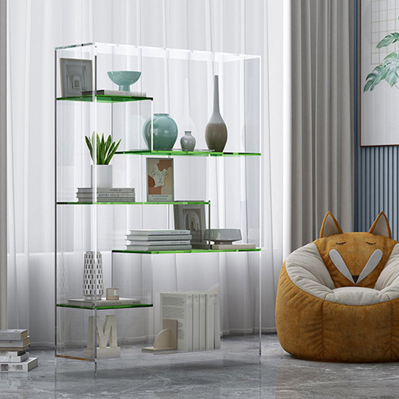 Contemporary Closed Back Bookshelf Standard Acrylic Bookcase with Shelves