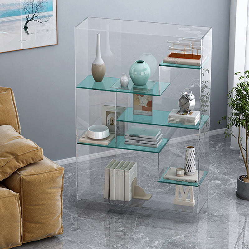Contemporary Closed Back Bookshelf Standard Acrylic Bookcase with Shelves