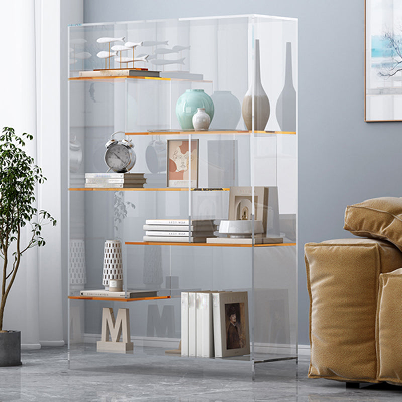 Contemporary Closed Back Bookshelf Standard Acrylic Bookcase with Shelves