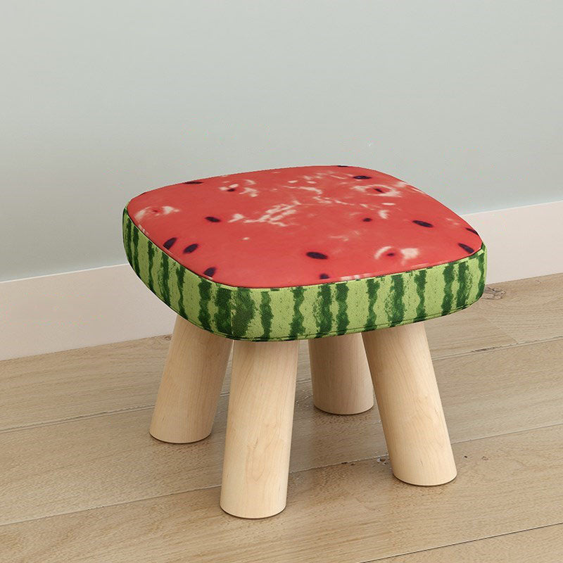 Modern Ottoman Cotton Detachable Seat Cover Solid Color Square Ottoman